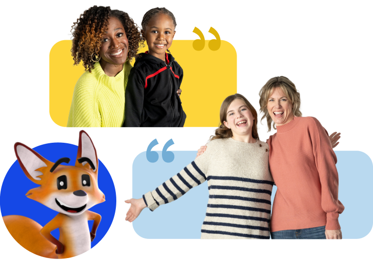 strider the fox, moms and girls in collage