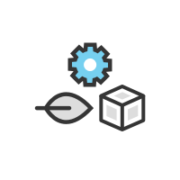 leaf, cube, configuration icons