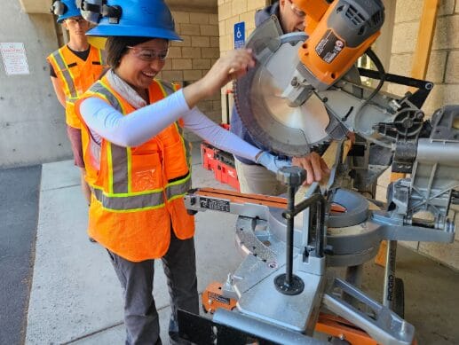 Student working with machines