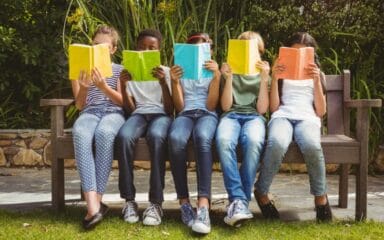 Student with notebooks